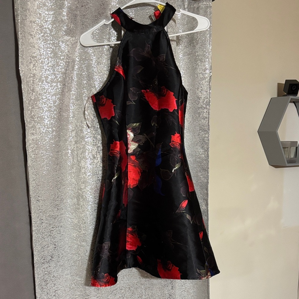 Boohoo Black and Red Asymmetrical Dress